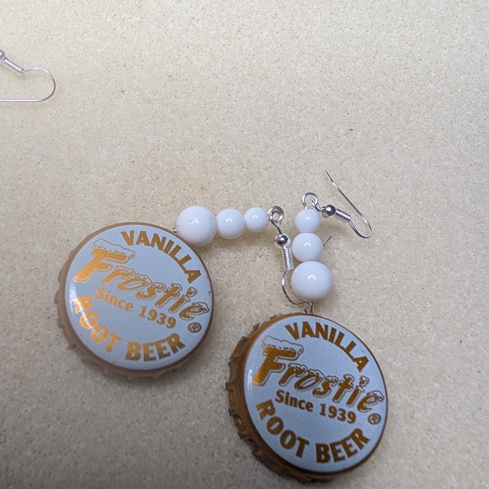 COPY - Brown and Silver Frostie Root Beer Earrings Recycled